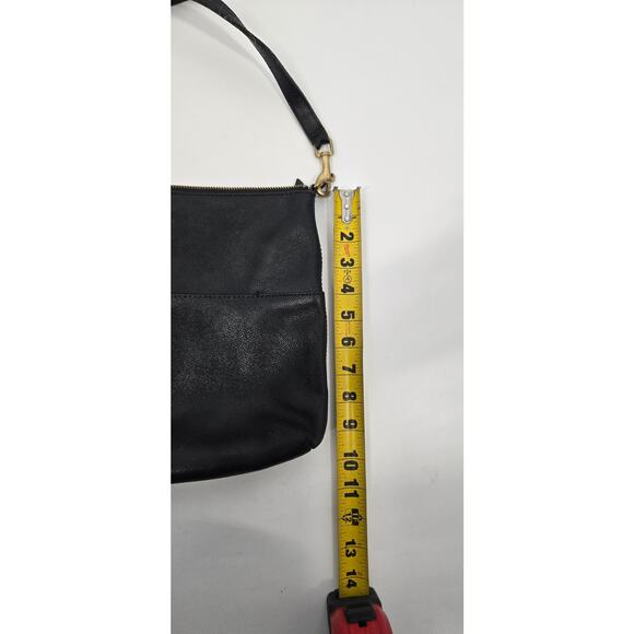 Fossil Fiona Large Crossbody Pebbled Leather Purse Black Gold Detachable Strap - Picture 6 of 11